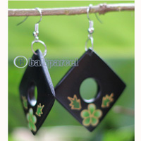 Wooden Earring, Made From Sono Wood With Painting