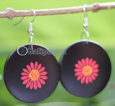 Wooden Earring, Made From Sono Wood With Painting