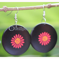 Wooden Earring, Made From Sono Wood With Painting