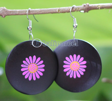 Wooden Earring, Made From Sono Wood With Painting