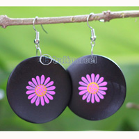 Wooden Earring, Made From Sono Wood With Painting