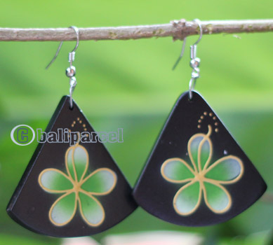Wooden Earring, Made From Sono Wood With Painting