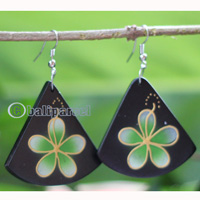 Wooden Earring, Made From Sono Wood With Painting