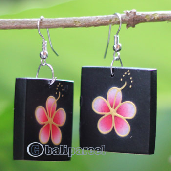 Wooden Earring, Made From Sono Wood With Painting