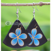 Wooden Earring, Made From Sono Wood With Painting