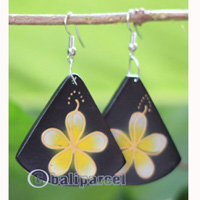 Wooden Earring, Made From Sono Wood With Painting
