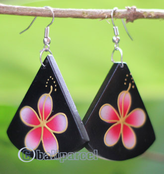 Wooden Earring, Made From Sono Wood With Painting