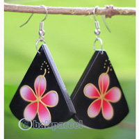 Wooden Earring, Made From Sono Wood With Painting