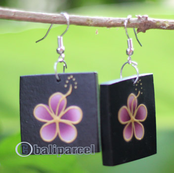 Wooden Earring, Made From Sono Wood With Painting