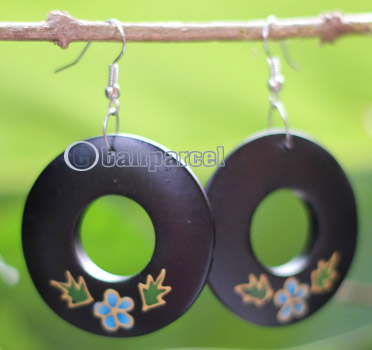 Wooden Earring, Made From Sono Wood With Painting