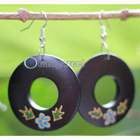 Wooden Earring, Made From Sono Wood With Painting