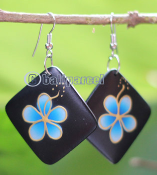 Wooden Earring, Made From Sono Wood With Painting