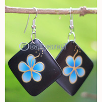 Wooden Earring, Made From Sono Wood With Painting
