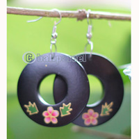 Wooden Earring, Made From Sono Wood With Painting