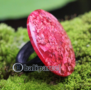 Ring, Made From Resin With Red Coral