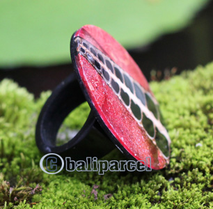 Ring, Made From Resin With Red Coral