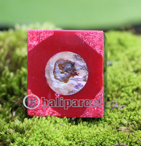 Ring, Made From Resin With Shell And Red Coral