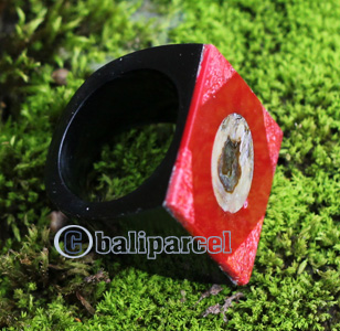 Ring, Made From Resin With Shell And Red Coral