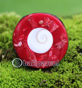 Ring, Made From Resin With Shell And Red Coral