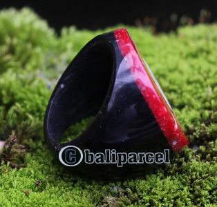 Ring, Made From Resin With Shell And Red Coral