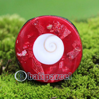 Ring, Made From Resin With Shell And Red Coral