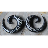 Pair Of Organic Body Piercing, Handmade With Horn