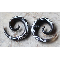 Pair Of Organic Body Piercing, Handmade With Horn