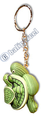 Turtle Keyrings, Made From Wood With Handpainted