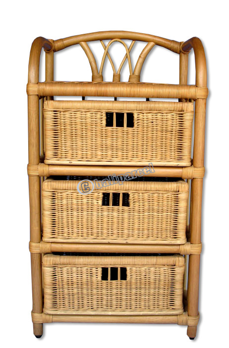 Cabinet 3 Drawer, Made From Rattan