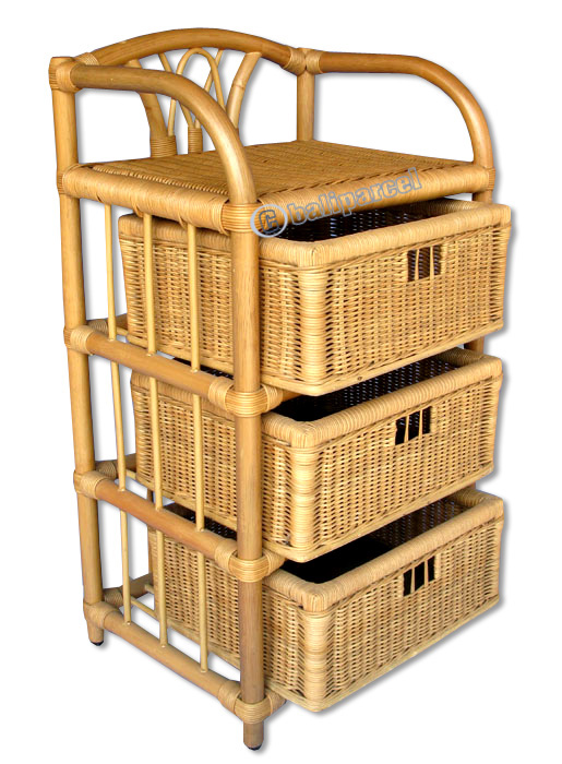 Cabinet 3 Drawer, Made From Rattan