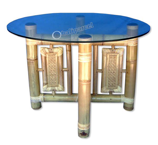 Table, Made From Bamboo With Glass