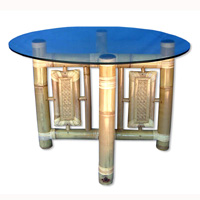 Table, Made From Bamboo With Glass