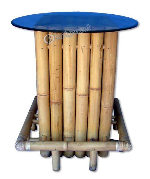 Table, Made From Bamboo With Glass