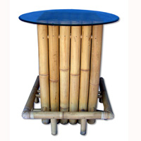 Table, Made From Bamboo With Glass
