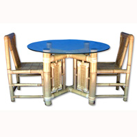 Set Sofa, Made From Bamboo With Glass