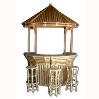 Set Bar Table With Umbrella, Made From Bamboo
