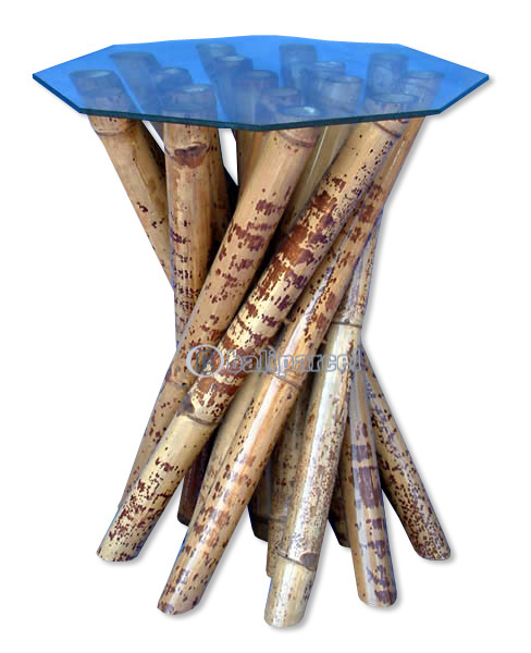 Table, Made From Bamboo With Glass