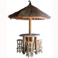 Set Bar Table With Umbrella, Made From Bamboo