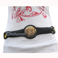 Belt, Made From Cotton String And Shell With Carving