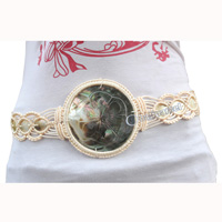 Belt, Made From Cotton String And Shell With Carving