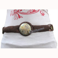 Belt, Made From Cotton String And Shell With Carving
