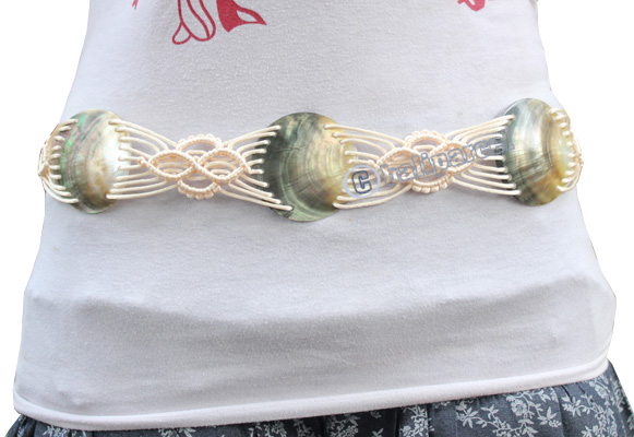 Belt, Made From Cotton String And Shell 