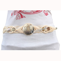 Belt, Made From Cotton String And Shell With Carving