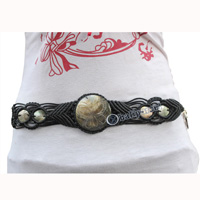 Belt, Made From Cotton String And Shell With Carving