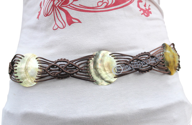 Belt, Made From Cotton String And Shell