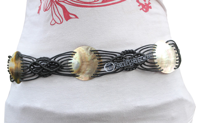 Belt, Made From Cotton String And Shell