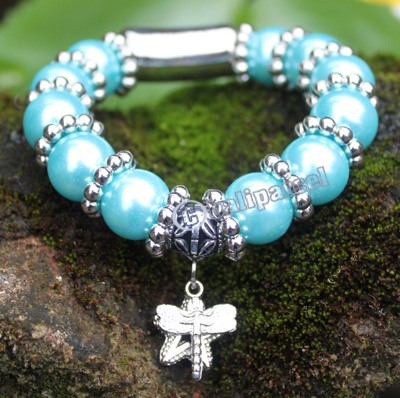 Bracelet, Made From Glassbeads With Metal