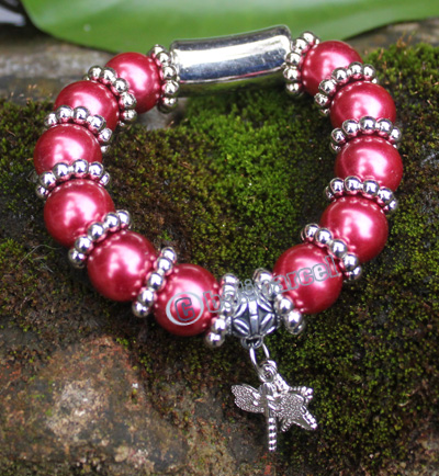 Bracelet, Made From Glassbeads With Metal