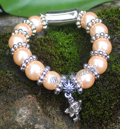 Bracelet, Made From Glassbeads With Metal