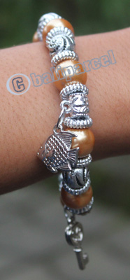 Bracelet, Made From Glassbeads With Metal